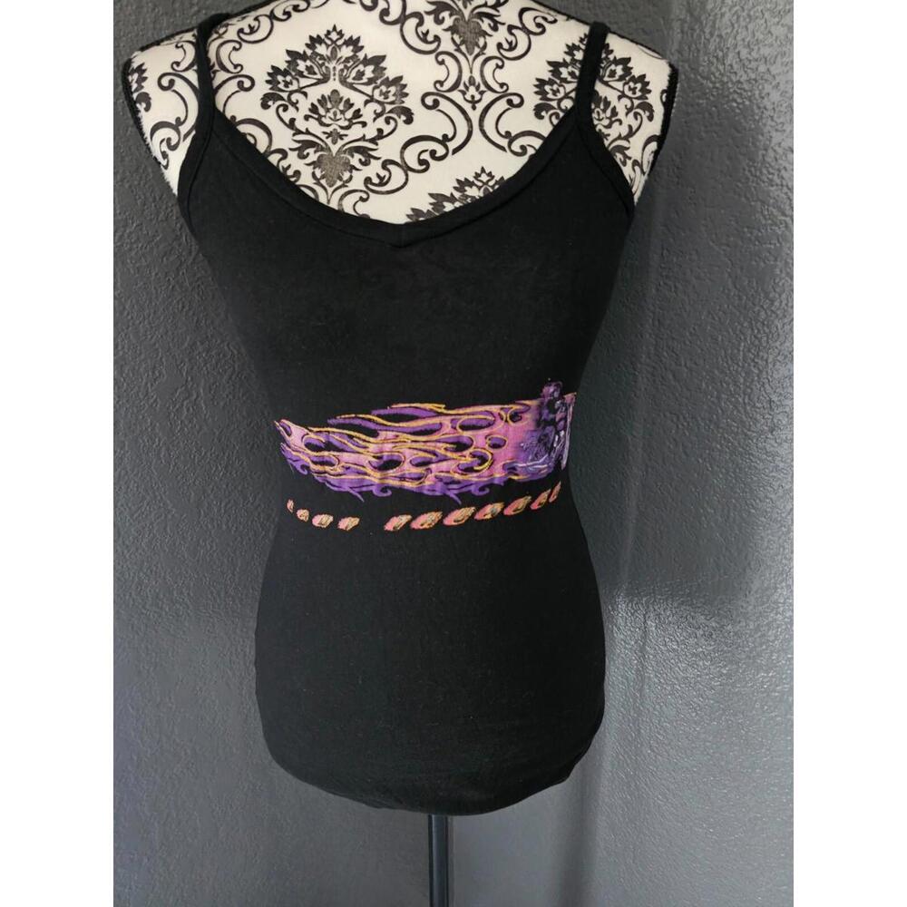 Women's Op Tank Top Blouse Size Medium 7-9 Jr Black Lady Thunder Motorcycle